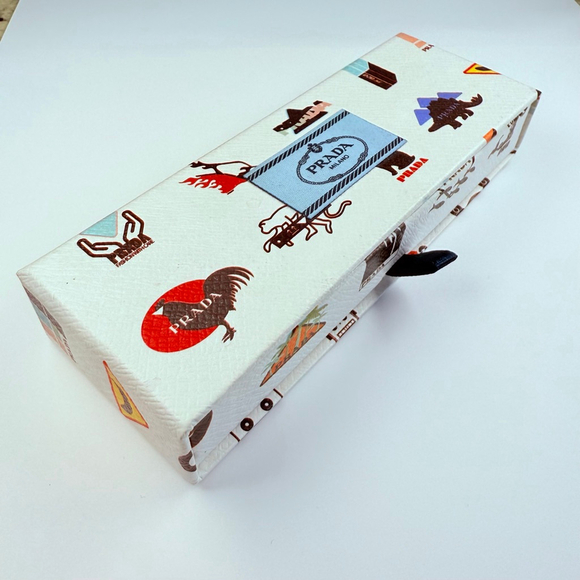 AUTH Prada Logo Enamel Metal Trio Pin Brooch Unisex Set New w/ Box NWT Italy - Picture 2 of 7